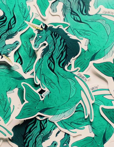 PEGATINA caballo de mar azul